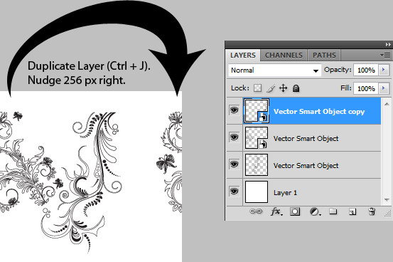 create complex pattern using smart object and nudging